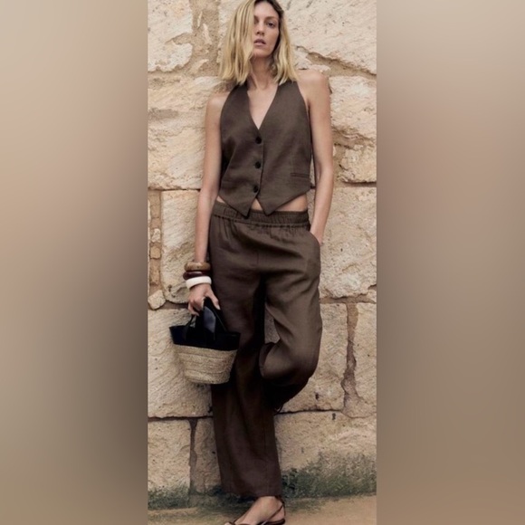 Zara brown Set PANTS & VEST (NWT)